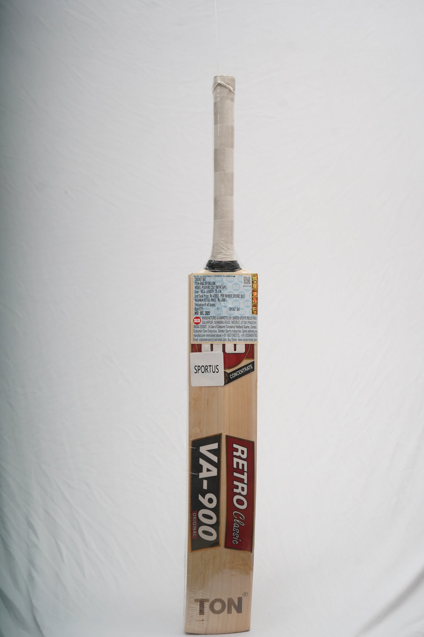 SS VA-900 Retro Classic English Willow Cricket Bat – Size 4